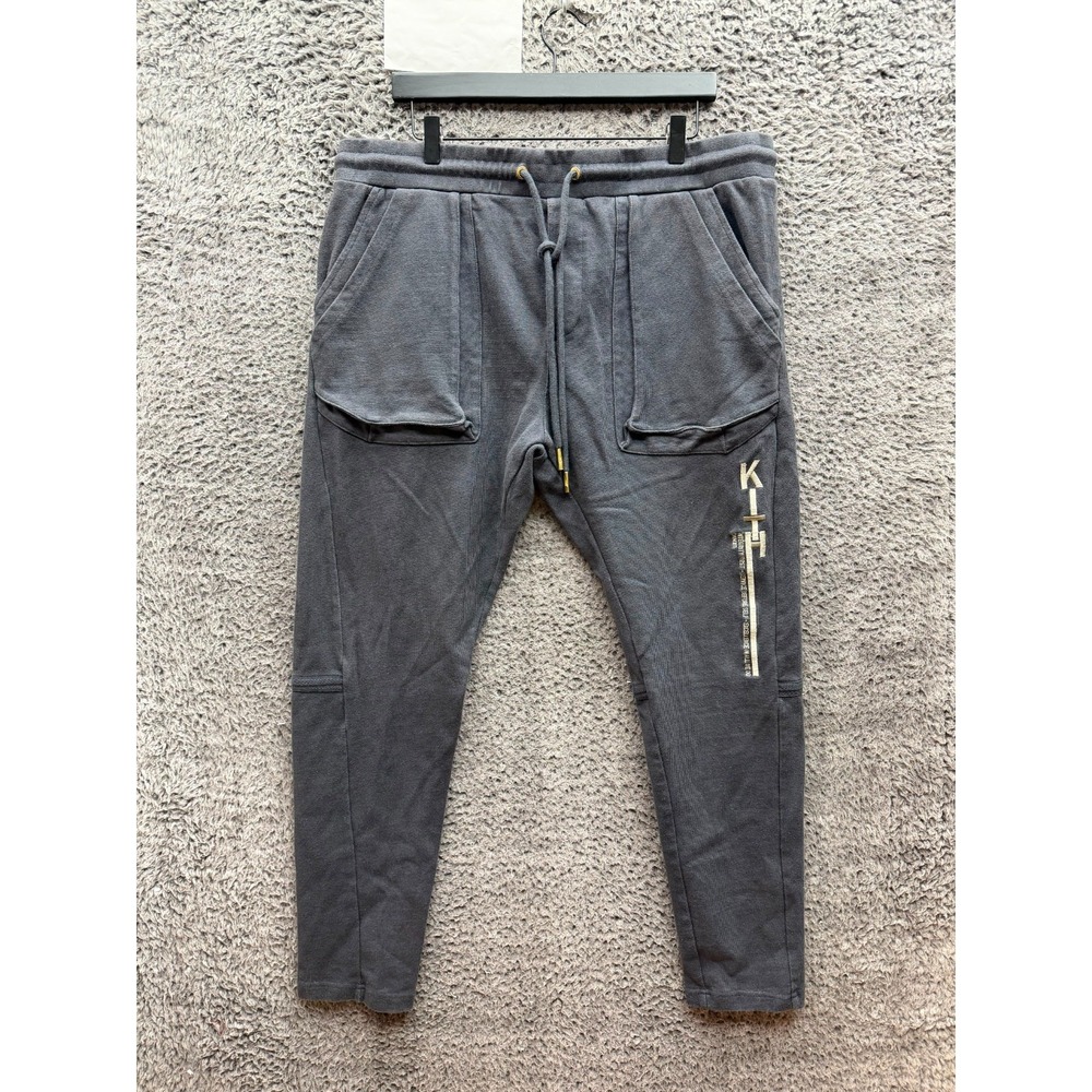 Kith Bennett Embroidered Tapered Drawstring Sweatpants Ebony Mens Size XL